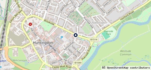Map showing the location of ATS Euromaster Huntingdon