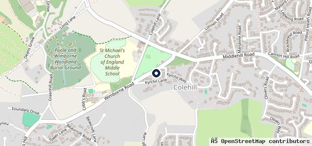 Map showing the location of Colehill Garage