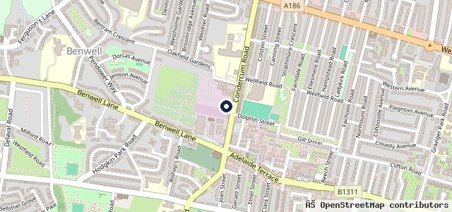 Map showing the location of Condercum MOT Test Centre