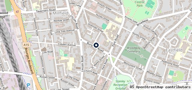 Map showing the location of Donalds Garage