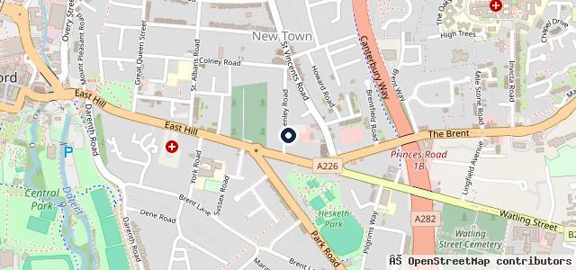 Map showing the location of Shenley Road Garage