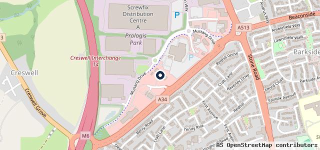 Map showing the location of Stafford Land Rover