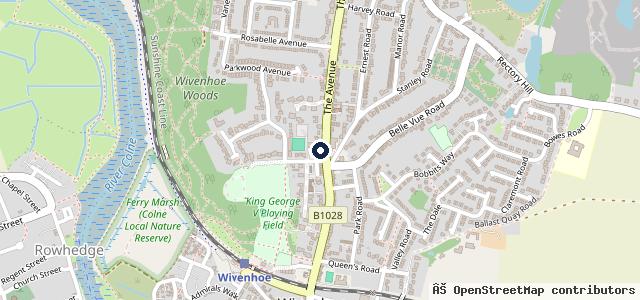 Map showing the location of Wivenhoe Garage