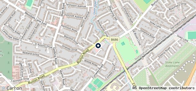 Map showing the location of Carlton Car Centre