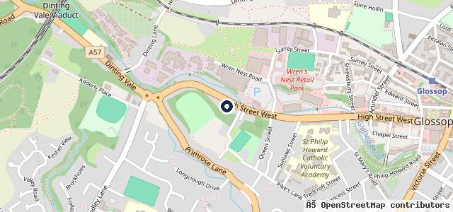 Map showing the location of Glossop Service Centre