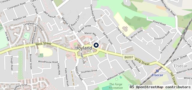 Map showing the location of Hoyland Mot Centre