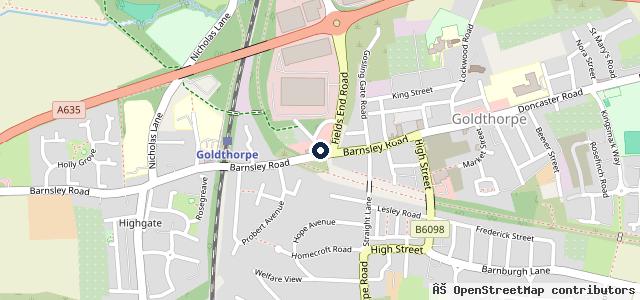 Map showing the location of LJ Automotive Goldthorpe