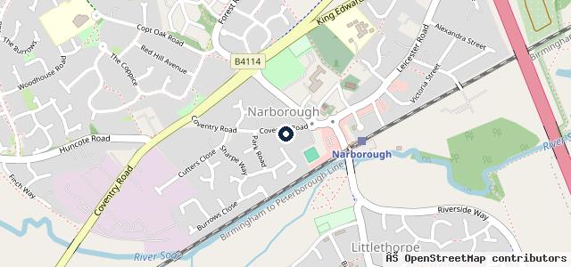 Map showing the location of Narborough Garage