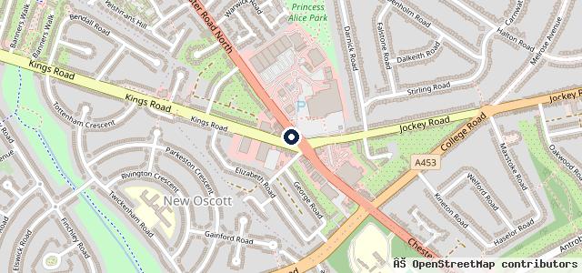 Map showing the location of Boldmere Service Centre