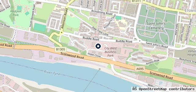 Map showing the location of Vertu Ford Newcastle