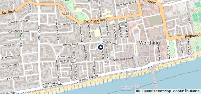 Map showing the location of Cuff Miller : : Ford Service, Car Sales, Ford Parts & Esso Fuels - Littlehampton
