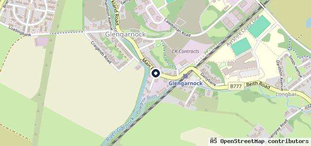 Map showing the location of Garnock Mot Centre