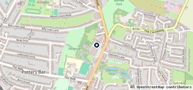 Map showing the location of Oakmere Service Centre