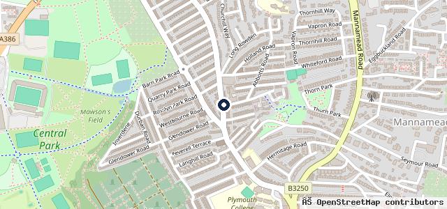 Map showing the location of Peverell Garage