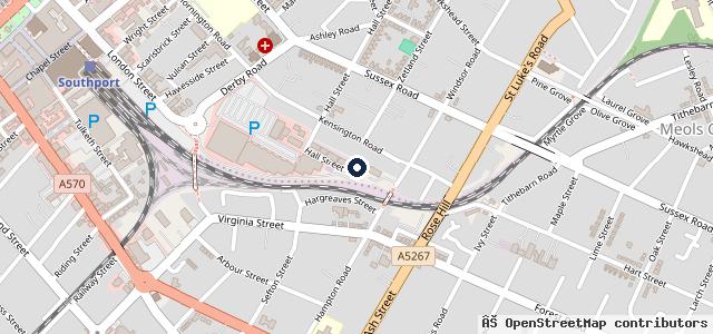 Map showing the location of Southport Motorist Centre