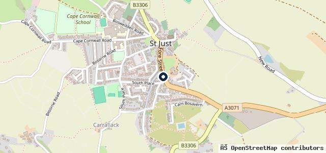 Map showing the location of St Just Garage