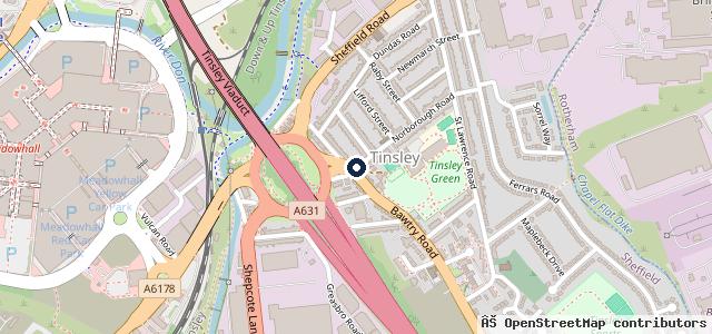 Map showing the location of Tinsley M O T Centre