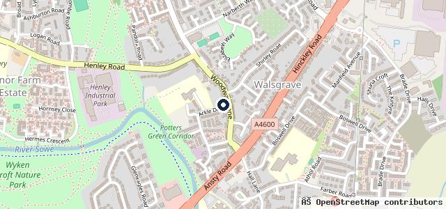 Map showing the location of Walsgrave Garage