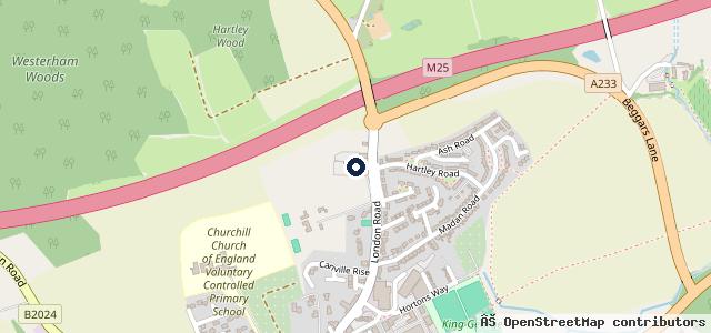 Map showing the location of Wolfe Westerham Garage