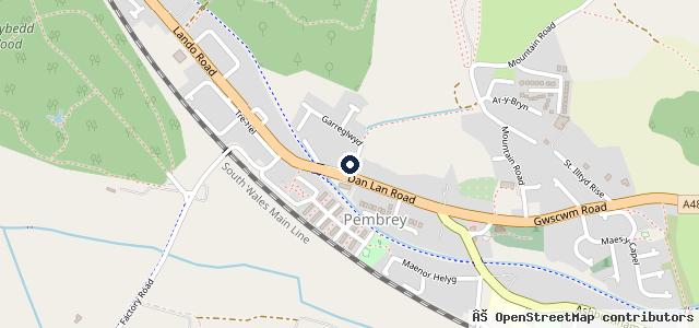 Map showing the location of Red dragon garage pembrey