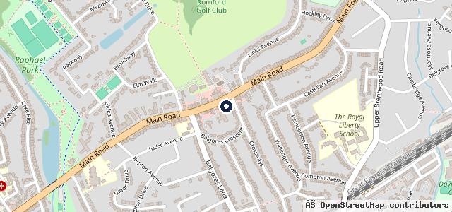 Map showing the location of Gidea Park Motoring Centre