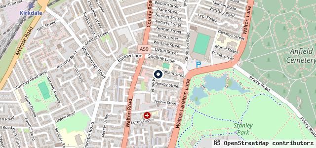 Map showing the location of Langham Street Autos