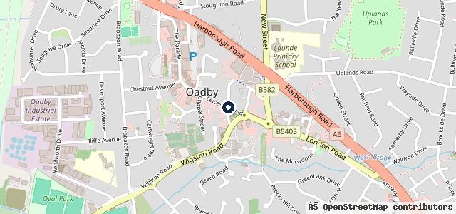 Map showing the location of Oadby Central Garage