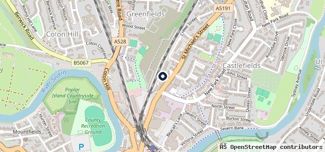 Map showing the location of St Michaels Street Garage