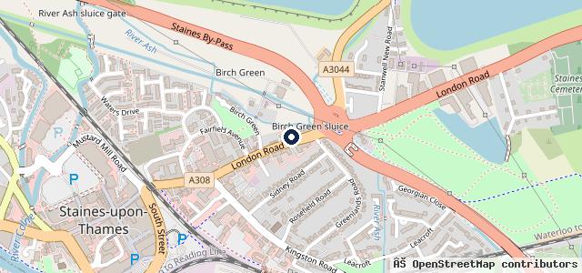 Map showing the location of Staines MOT Centre