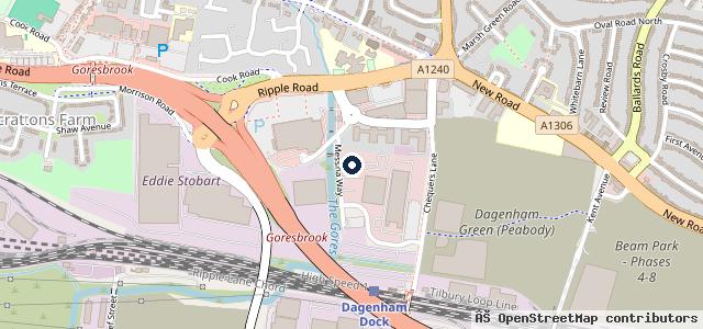 Map showing the location of TrustFord Dagenham Transit Centre