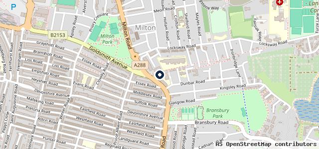 Map showing the location of United Services Garages