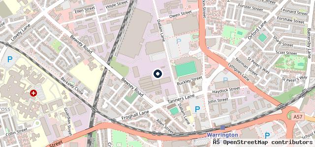 Map showing the location of Warrington's Own Buses