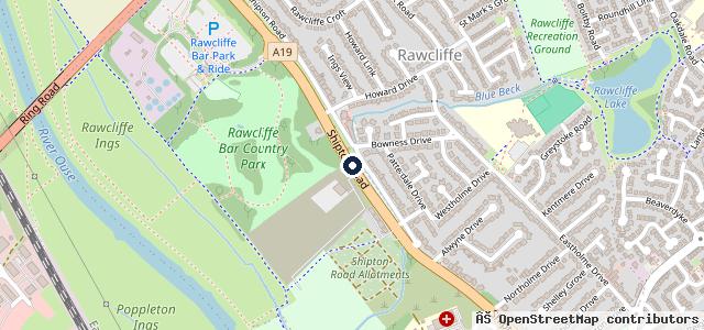 Map showing the location of Ings View Service Station | York