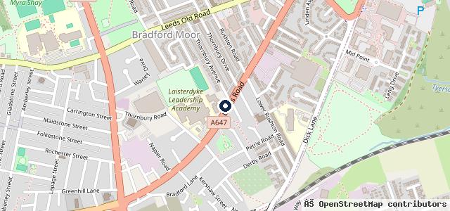 Map showing the location of Bradford Hand Car Wash