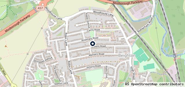 Map showing the location of Queens Road Garage