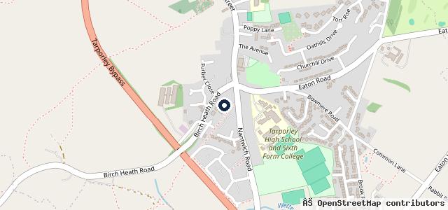 Map showing the location of Tarporley Service Centre