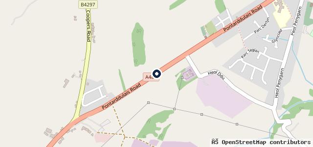 Map showing the location of Brynteg Garage