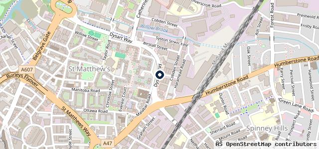 Map showing the location of Leicester Brake & Tyre Centre