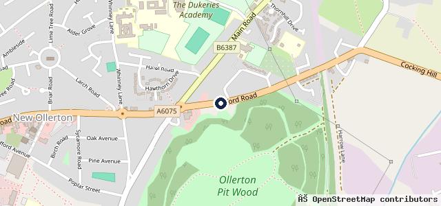 Map showing the location of Tuxford Road Garage
