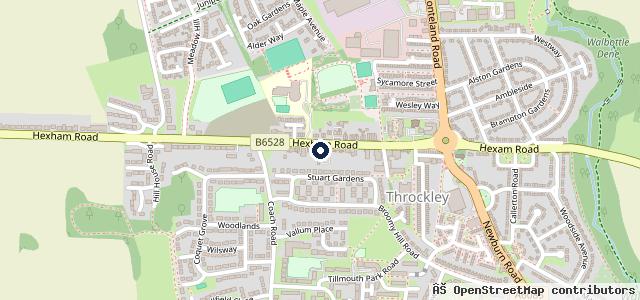 Map showing the location of Throckley Service Station