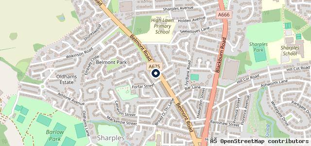 Map showing the location of Belmont Tyres