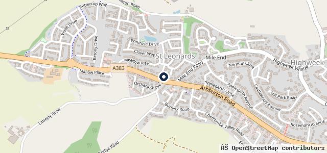 Map showing the location of Mile End Garage