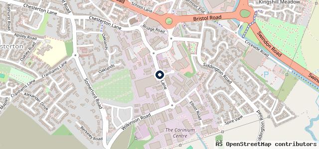 Map showing the location of Vauxhall Baylis Cirencester
