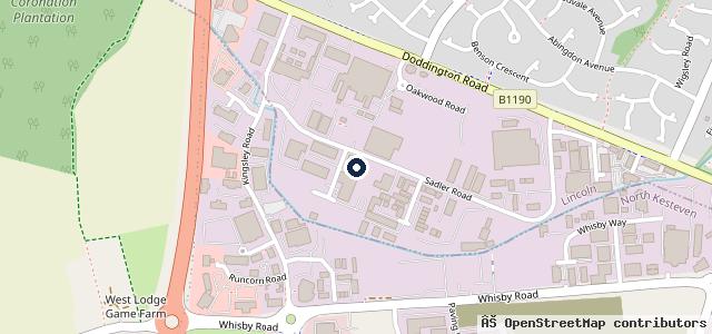 Map showing the location of Lincoln M.O.T. Centre