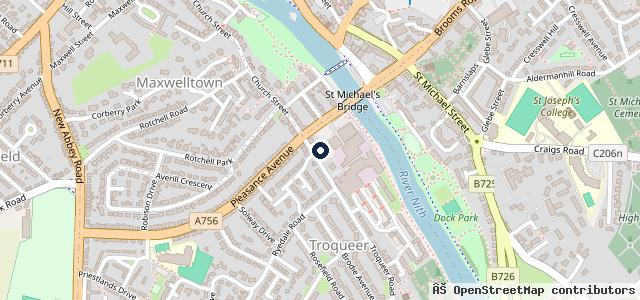 Map showing the location of Troqueer Garage