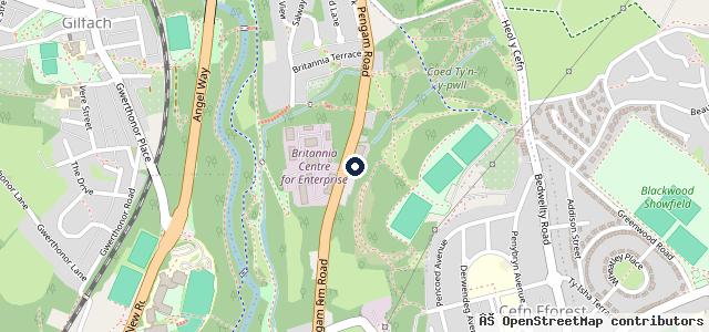 Map showing the location of Pengam MOT and Repair Centre