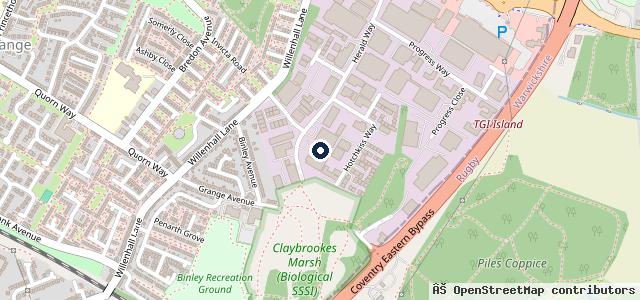 Map showing the location of Coventry Service Center