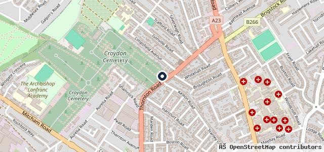 Map showing the location of ATS Euromaster Croydon Retail