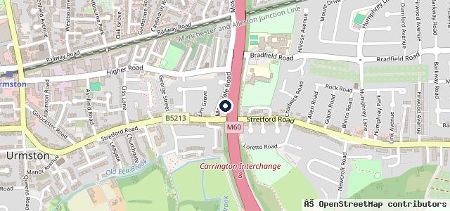 Map showing the location of Urmston Service Station