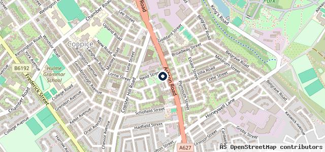 Map showing the location of Hathershaw Mot Station